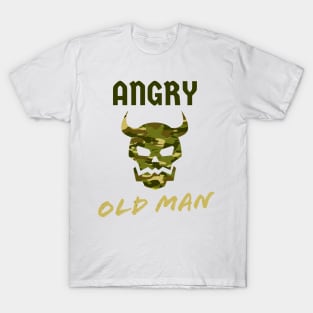 Angry Old Man Camouflage Skull Mens T-Shirt